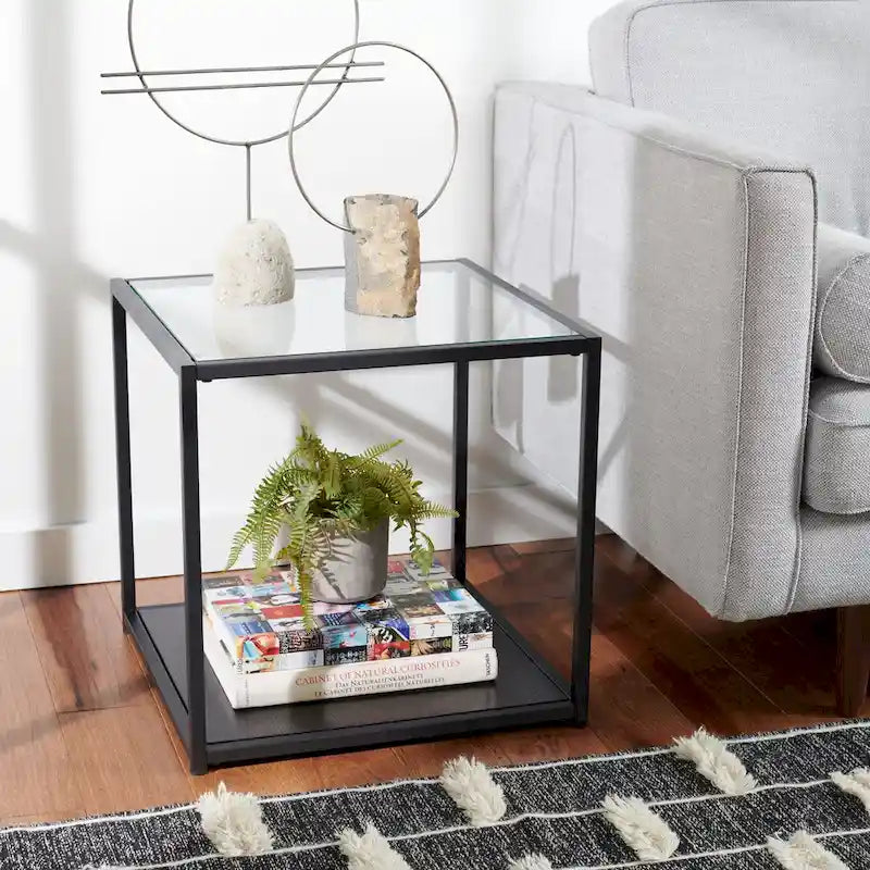 SAFAVIEH Arminta Square Lower Shelf Accent End Table - 19.7  W x 19.7  L x 19.7  H - 20Wx20Dx20H