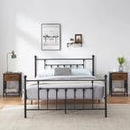 3-Piece Bedroom Sets with Metal Platform Bed Frame and Nightstand Set of 2