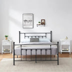 3-Piece Bedroom Sets with Metal Platform Bed Frame and Nightstand Set of 2