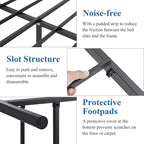 3-Piece Bedroom Sets with Metal Platform Bed Frame and Nightstand Set of 2