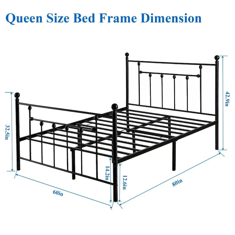 3-Piece Bedroom Sets with Metal Platform Bed Frame and Nightstand Set of 2