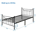 3-Piece Bedroom Sets with Metal Platform Bed Frame and Nightstand Set of 2