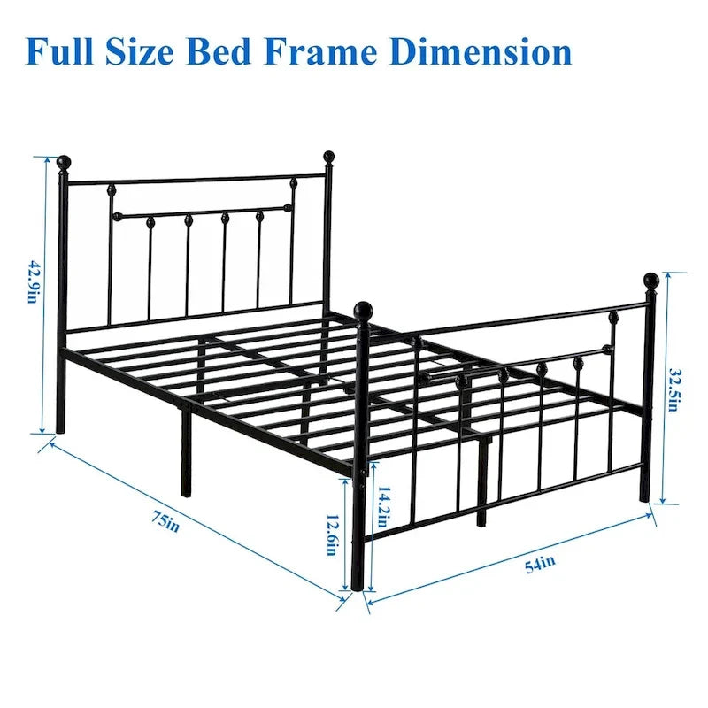 3-Piece Bedroom Sets with Metal Platform Bed Frame and Nightstand Set of 2