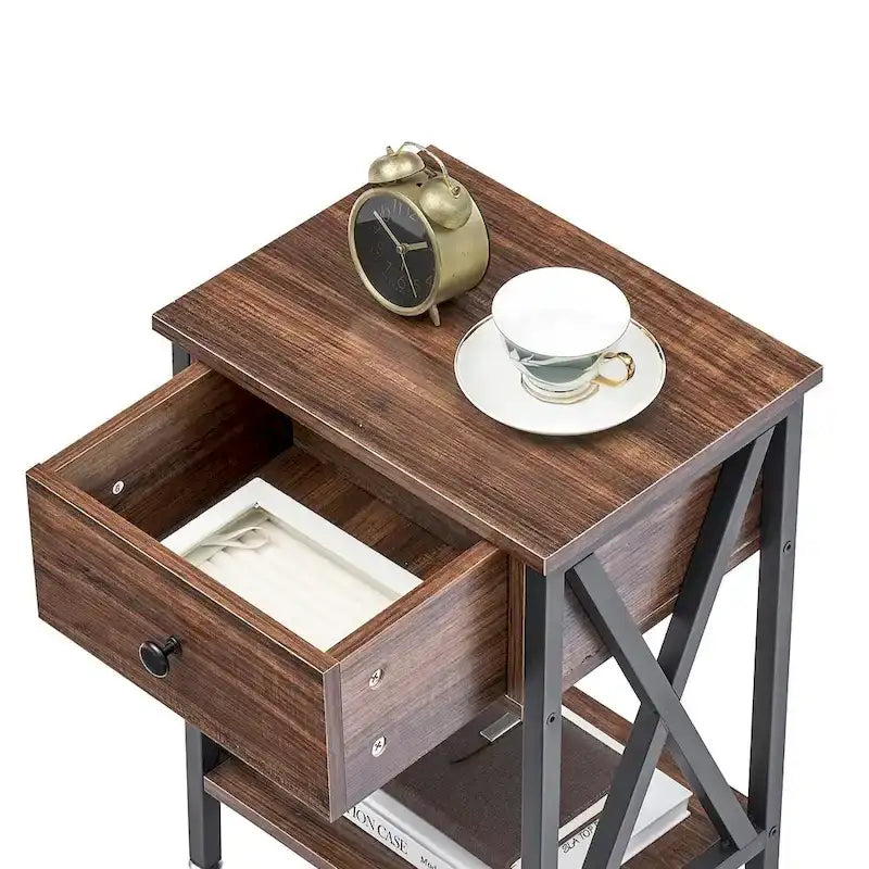 3-Piece Bedroom Sets with Metal Platform Bed Frame and Nightstand Set of 2