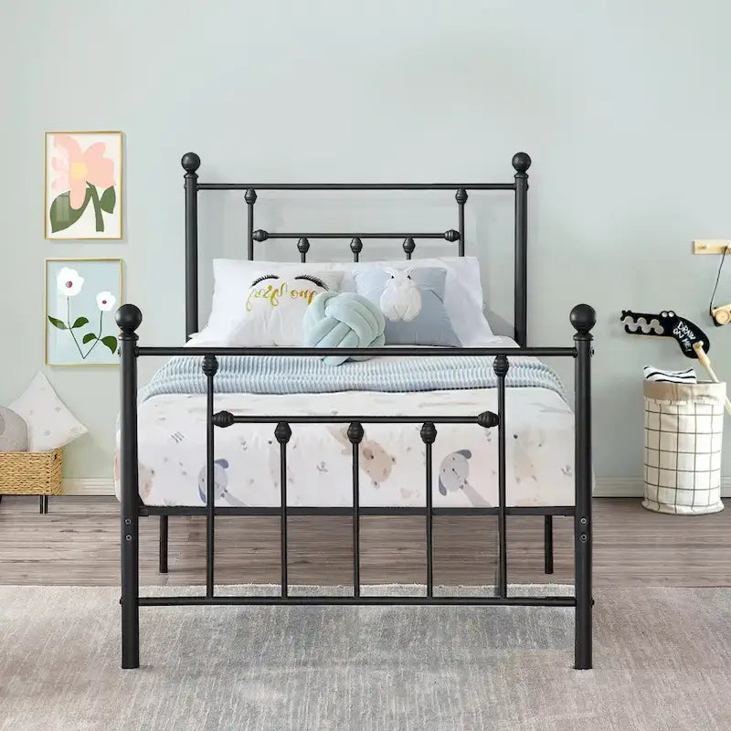 3-Piece Bedroom Sets with Metal Platform Bed Frame and Nightstand Set of 2