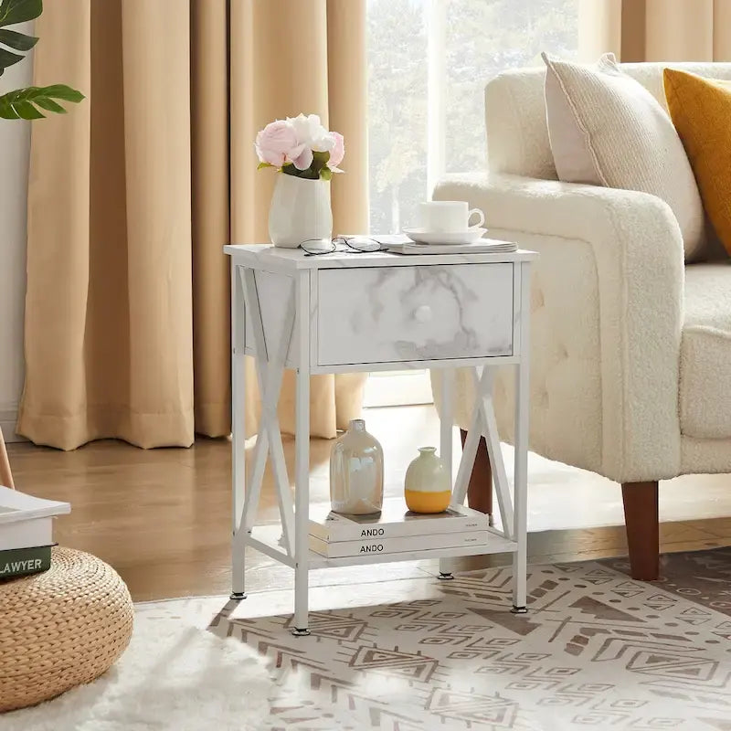 3-Piece Bedroom Sets with Metal Platform Bed Frame and Nightstand Set of 2