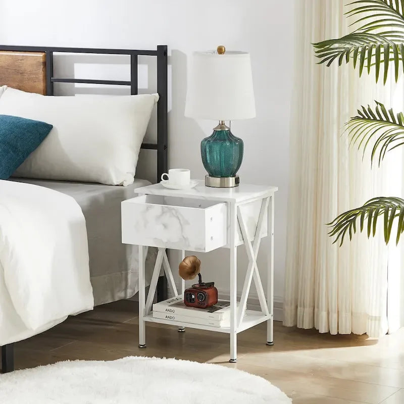 3-Piece Bedroom Sets with Metal Platform Bed Frame and Nightstand Set of 2