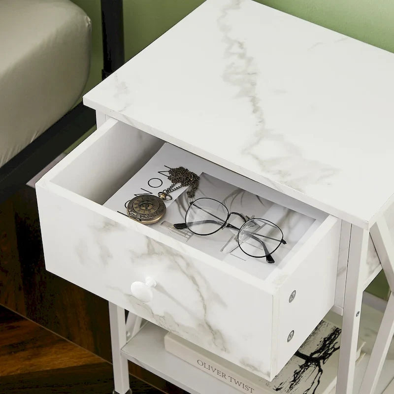 3-Piece Bedroom Sets with Metal Platform Bed Frame and Nightstand Set of 2