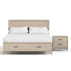 Drayden Transitional Oak Solid Wood 2-Piece Bed and Nightstand Bedroom Set