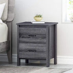 Modern Nightstand with 2 Drawers and Metal Handles