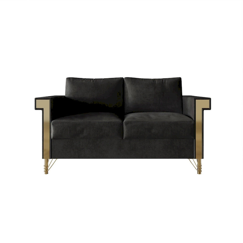 Glam Velvet Upholstered 2-Piece Living Room Set