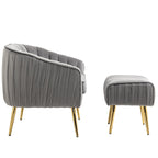 Modern Velvet Accent Chair with Ottoman for Living Room/Bedroom/Nail Salon