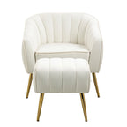 Modern Velvet Accent Chair with Ottoman for Living Room/Bedroom/Nail Salon
