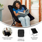 Folding Synthetic Fur Oversized Saucer Chair with Steel Frame - N/A