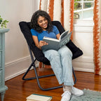 Folding Synthetic Fur Oversized Saucer Chair with Steel Frame - N/A