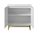 2-Door Buffet Sideboard Cabinet, White Wood Storage Cabinet with Adjustable Shelf for Living Room, Kitchen, Bedroom