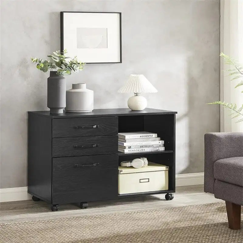 3 Drawers and Open Storage Shelves - 15.7 D x 31.5 W x 26 H