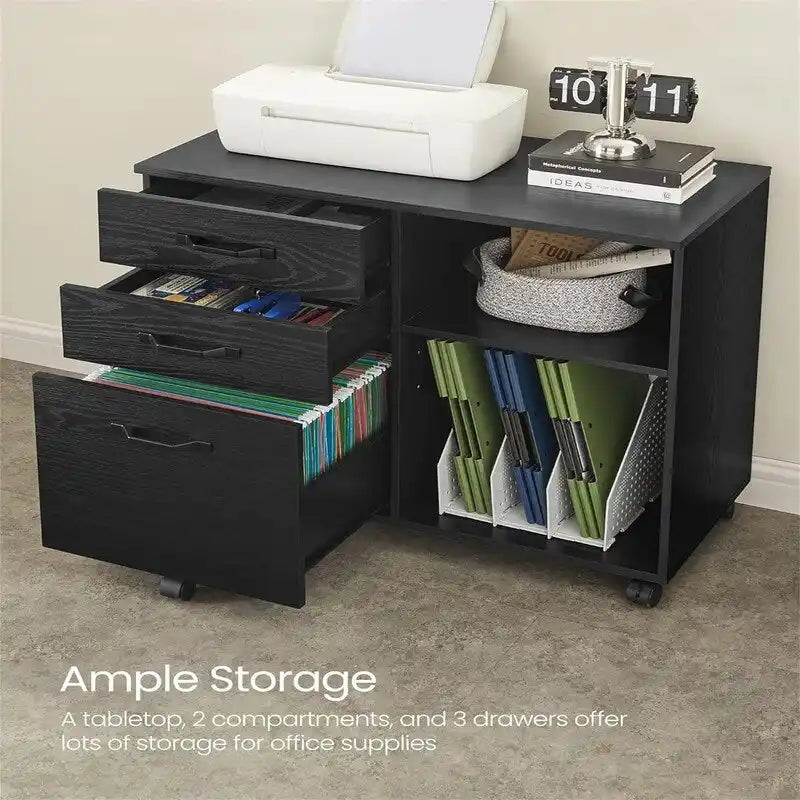 3 Drawers and Open Storage Shelves - 15.7 D x 31.5 W x 26 H