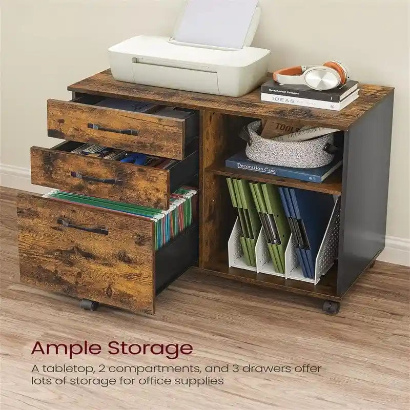 3 Drawers and Open Storage Shelves - 15.7 D x 31.5 W x 26 H