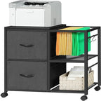 File Cabinet 2 Fabric Drawer Lateral Filing Cabinet fits A4 or Letter Size - 15.4 D x 27.9 W x 25.8 H