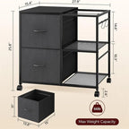 File Cabinet 2 Fabric Drawer Lateral Filing Cabinet fits A4 or Letter Size - 15.4 D x 27.9 W x 25.8 H