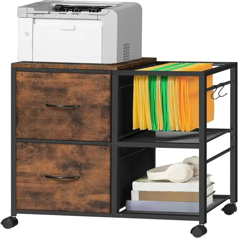 File Cabinet 2 Fabric Drawer Lateral Filing Cabinet fits A4 or Letter Size - 15.4 D x 27.9 W x 25.8 H