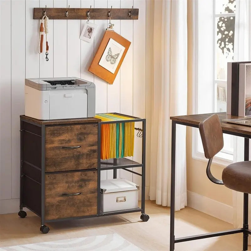 File Cabinet 2 Fabric Drawer Lateral Filing Cabinet fits A4 or Letter Size - 15.4 D x 27.9 W x 25.8 H