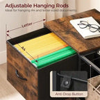 File Cabinet 2 Fabric Drawer Lateral Filing Cabinet fits A4 or Letter Size - 15.4 D x 27.9 W x 25.8 H