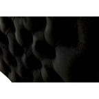 Joel 73 Inch Modern Sofa with 3 Pillows, Tufted Black Velvet, Silver Legs