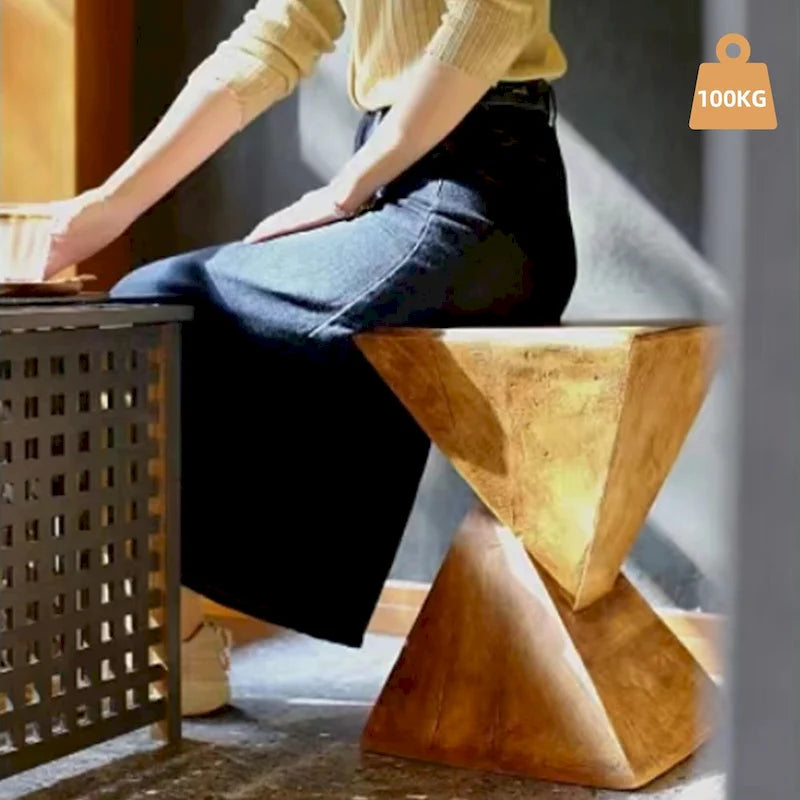 Modern Lightweight Concrete Side Table Accent Table Garden Patio - 12 x12 x18