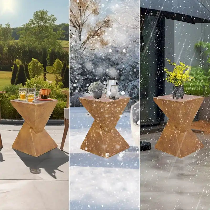 Modern Lightweight Concrete Side Table Accent Table Garden Patio - 12 x12 x18