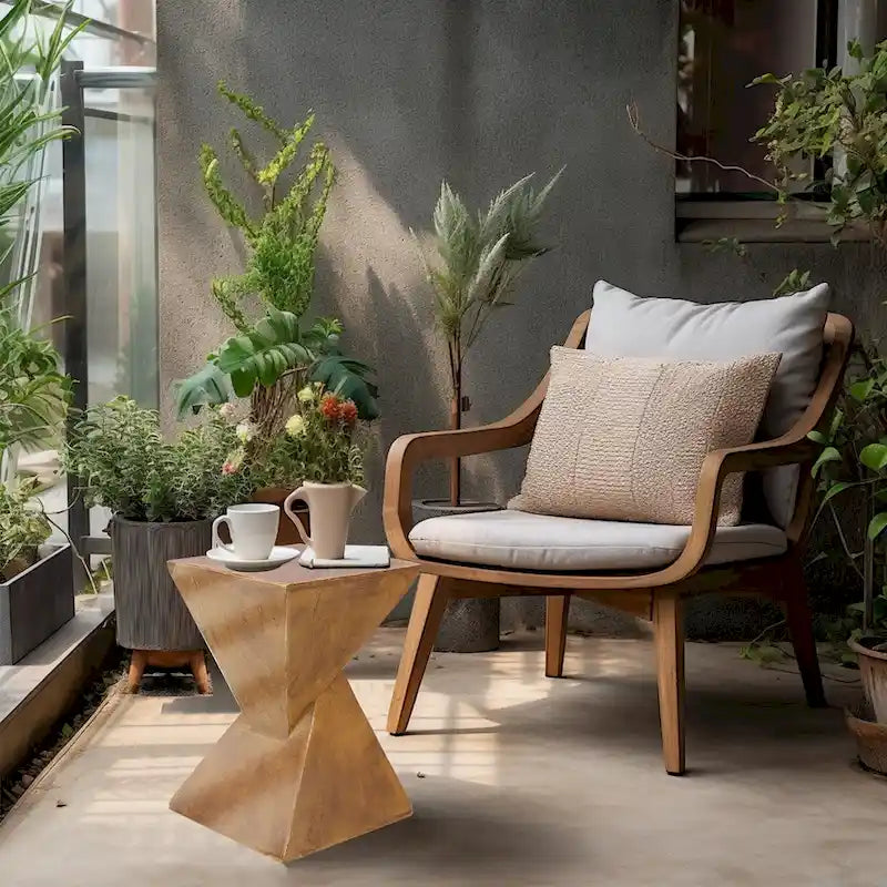 Modern Lightweight Concrete Side Table Accent Table Garden Patio - 12 x12 x18