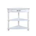 33.8 Small Triangle Corner Table, Wood Side Table for Small Spaces Living Room, 3 Tier End Corner Table with Solid Wood Legs