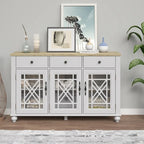 55  Vintage Style Kitchen Accent Buffet Sideboard Cabinet w/ Drawers - 55  in Width