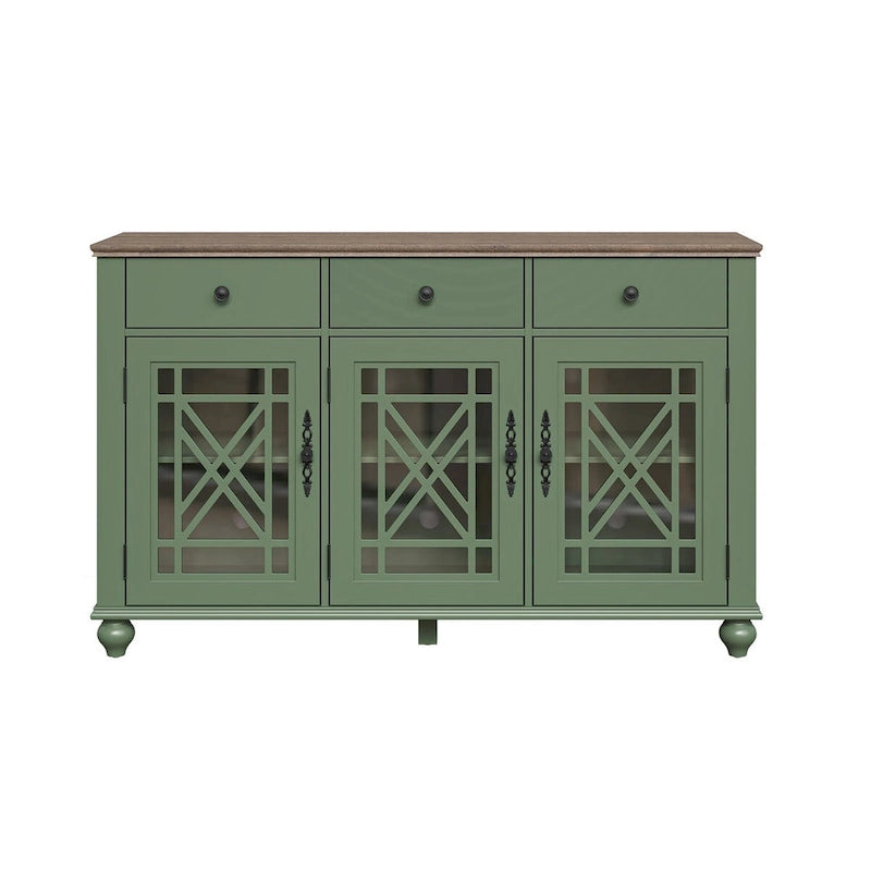 55  Vintage Style Kitchen Accent Buffet Sideboard Cabinet w/ Drawers - 55  in Width