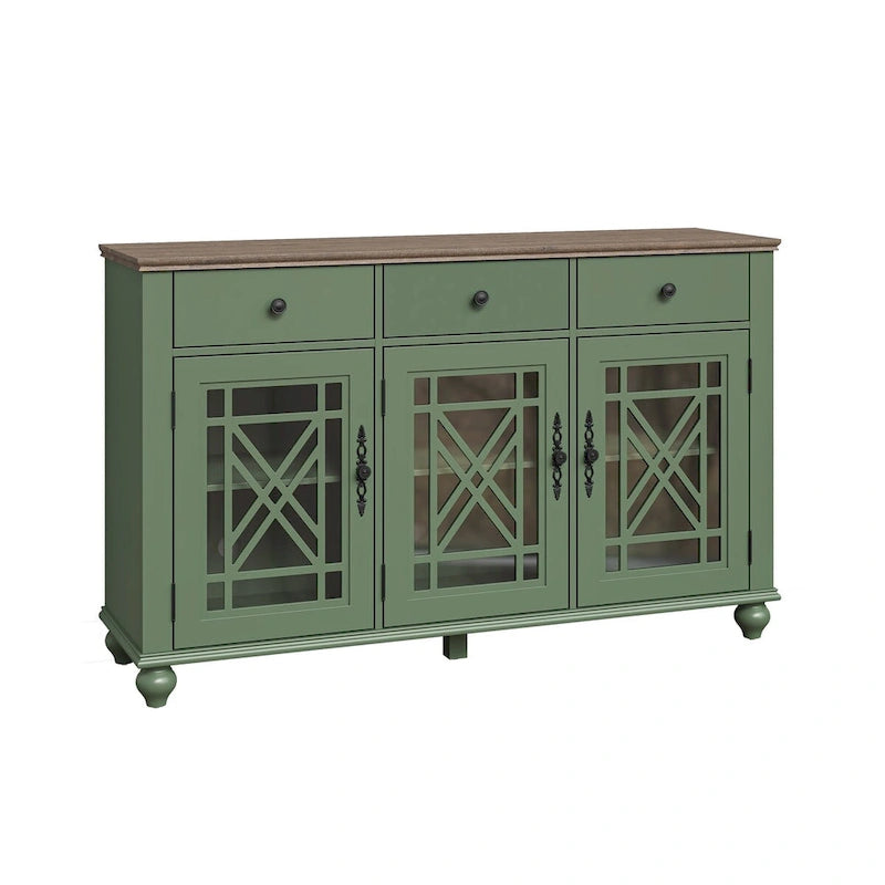 55  Vintage Style Kitchen Accent Buffet Sideboard Cabinet w/ Drawers - 55  in Width