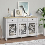 55  Vintage Style Kitchen Accent Buffet Sideboard Cabinet w/ Drawers - 55  in Width
