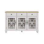 55  Vintage Style Kitchen Accent Buffet Sideboard Cabinet w/ Drawers - 55  in Width