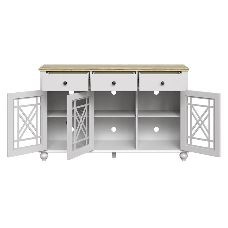 55  Vintage Style Kitchen Accent Buffet Sideboard Cabinet w/ Drawers - 55  in Width