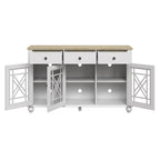 55  Vintage Style Kitchen Accent Buffet Sideboard Cabinet w/ Drawers - 55  in Width