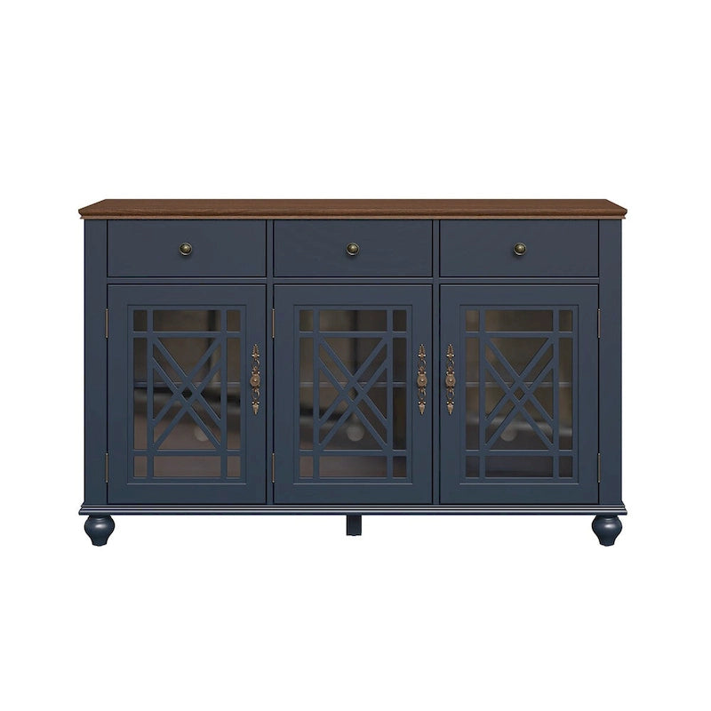 55  Vintage Style Kitchen Accent Buffet Sideboard Cabinet w/ Drawers - 55  in Width