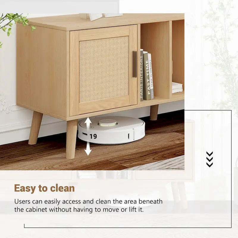 TV Stand for TVs up to 80  with Solid Wood Legs and Ample Storage Space