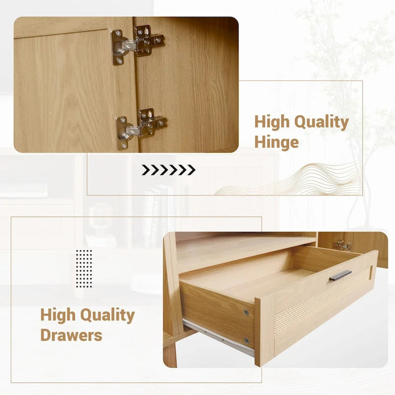 TV Stand for TVs up to 80  with Solid Wood Legs and Ample Storage Space