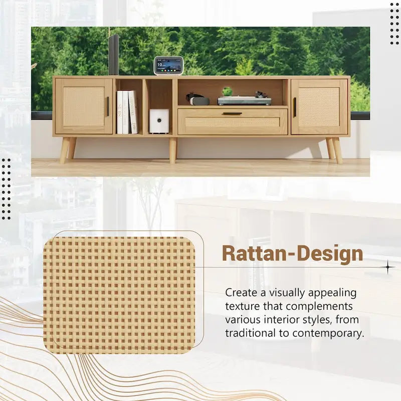 TV Stand for TVs up to 80  with Solid Wood Legs and Ample Storage Space