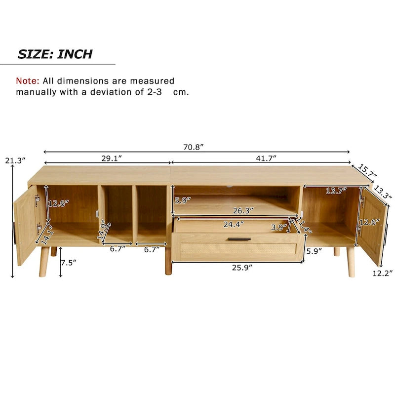 TV Stand for TVs up to 80  with Solid Wood Legs and Ample Storage Space