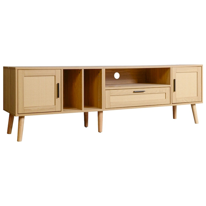 TV Stand for TVs up to 80  with Solid Wood Legs and Ample Storage Space