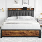 Bed Frame with Storage Linen Upholstered Headboard