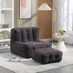 Fluffy Bean Bag Chair, Super Soft Lazy Sofa Chair With Memory Foam And Ottoman, Indoor Modern Bean Bag Chair