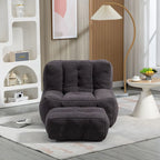 Fluffy Bean Bag Chair, Super Soft Lazy Sofa Chair With Memory Foam And Ottoman, Indoor Modern Bean Bag Chair