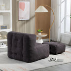 Fluffy Bean Bag Chair, Super Soft Lazy Sofa Chair With Memory Foam And Ottoman, Indoor Modern Bean Bag Chair